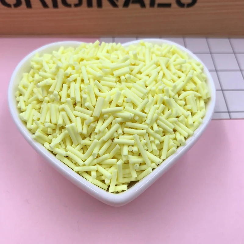 long jelly yellow Октября посыпать! 100 г/лот, самый популярный товар, большой размер, цветная глина для рукоделия, украшения для телефона, DIY(около 5-6 мм - Цвет: long jelly yellow
