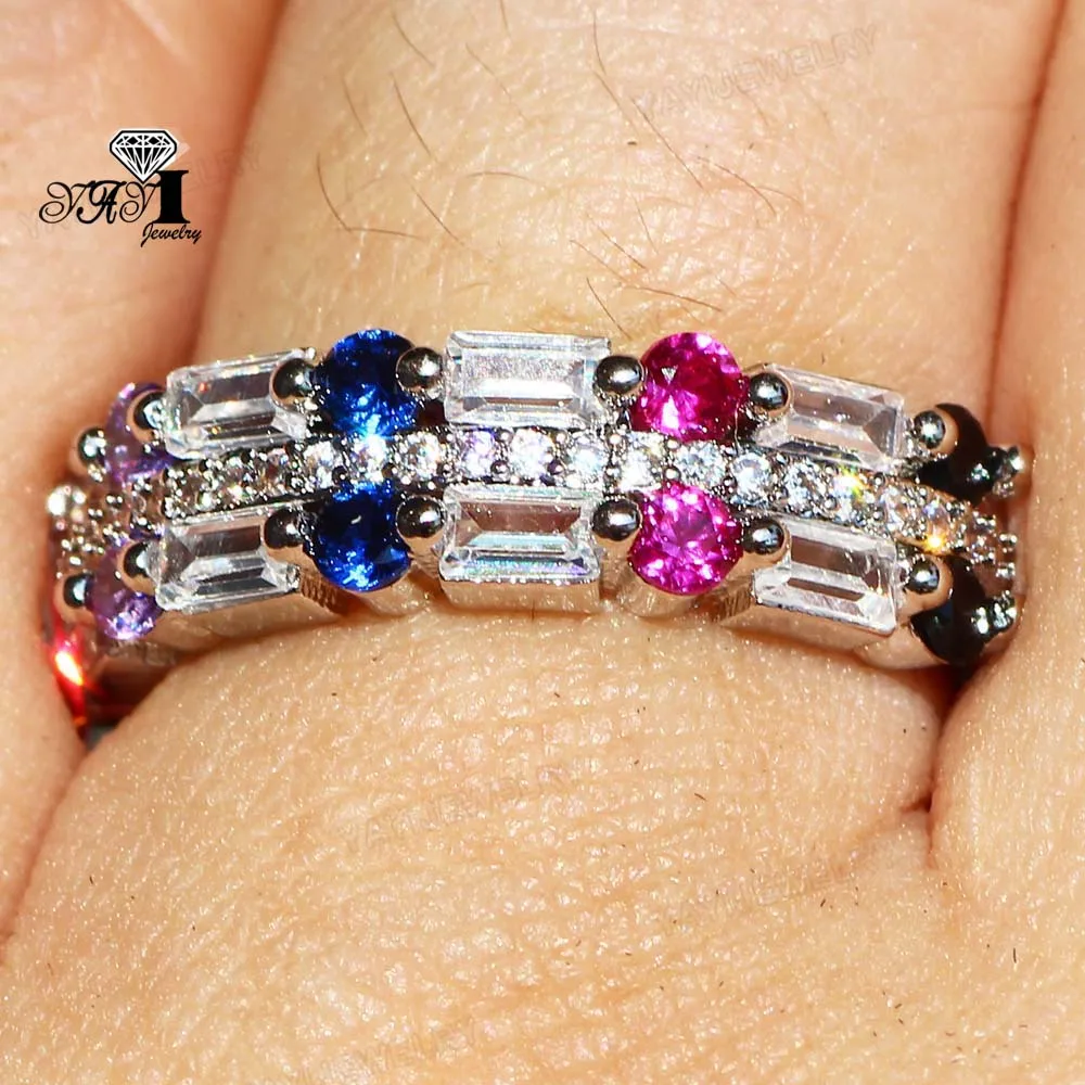 Ювелирные изделия YaYI огранка Принцесса 4.4CT мульти Циркон из серебра обручальные