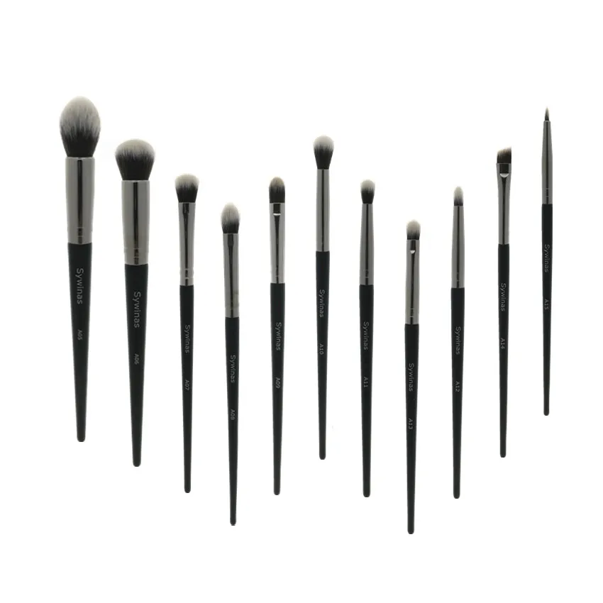 11pcs brush set Sywinas, 11 шт., набор профессиональных кистей для макияжа, растушевка, пудра, основа, тени для век, косметика, контур, затенение, кисти для макияжа - Handle Color: 11pcs brush set