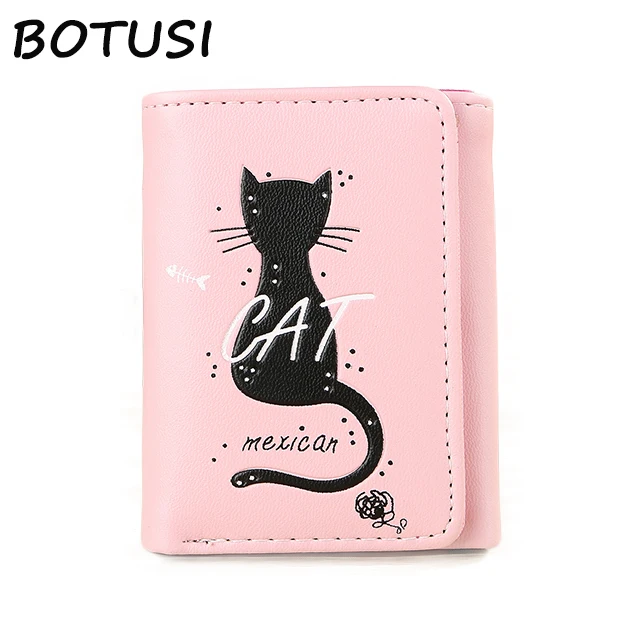 

BOTUSI Carton Cat Student Cute Cartoon ID Cards Wallet Pu Coin Wallet Lady Fashion Cute Pattern Cartoon Dollar Money Bag