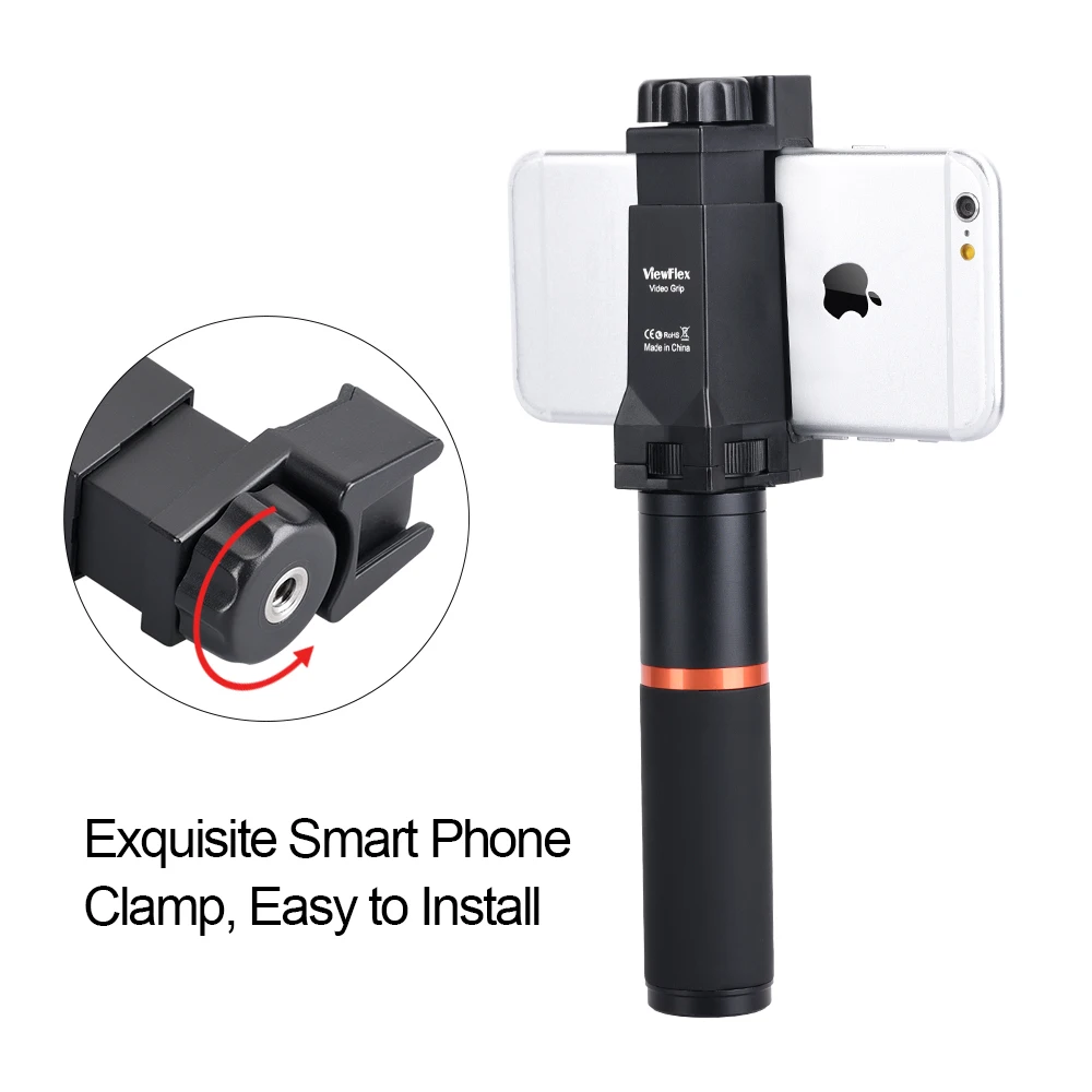 CoMica смартфон Grip Rig комплекты микрофона селфи-палка светодиодный светильник двойные ручки Стабилизатор для камеры Gopro видео вещания