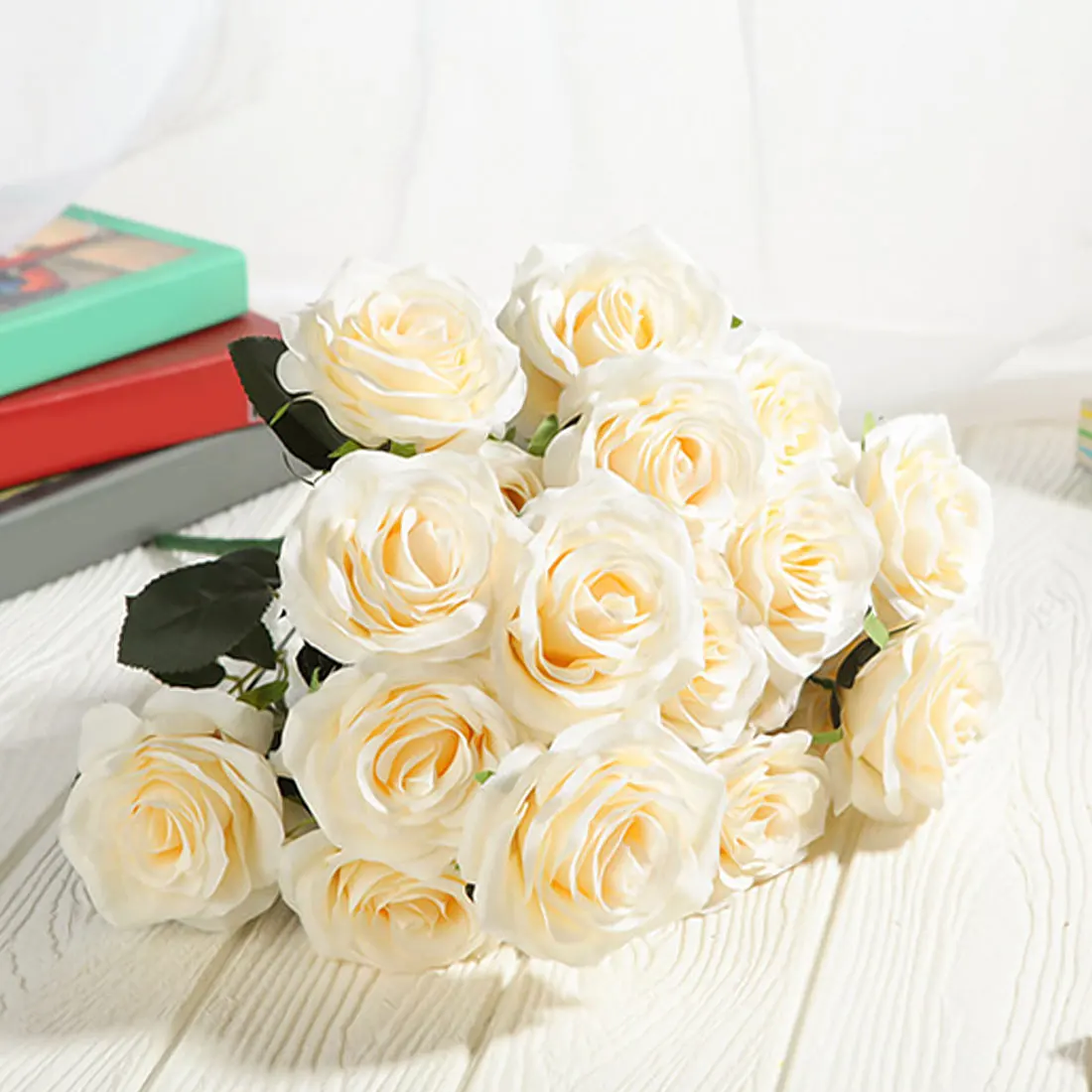 Milk White Искусственный шелк, 1 букет, 10 голов, французская Роза, цветочный букет, искусственный цветок, на стол, Маргаритка, свадебные цветы, Декор, вечерние, аксессуары, Флорес - Цвет: Milk White