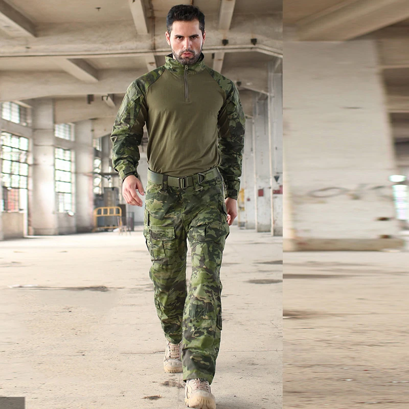 Тактический Костюм в стиле милитари из избыточного хлопка с принтом питона