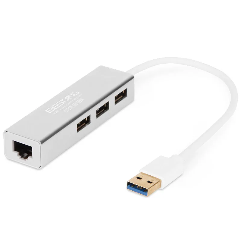 Bestjing серебро Алюминий USB Ethernet адаптер 2 0 3 до 10 100 1000 Gigabit высокой Скорость RJ45
