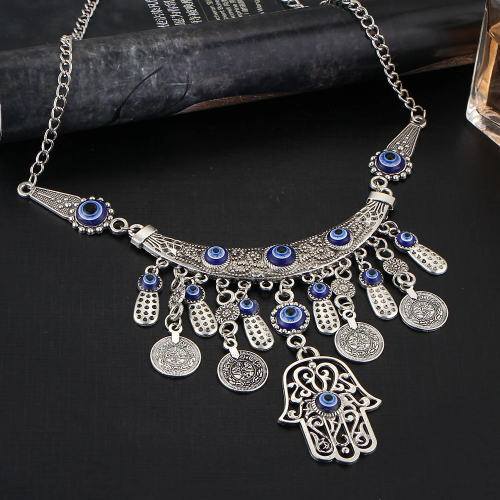 Женское ожерелье с подвеской IF ME длинное богемное серебряного цвета в ретро