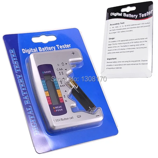 Трехцветный универсальный жк индикатор дисплей cd N а . AAA 9 В 1.5 тестер аккумулятор