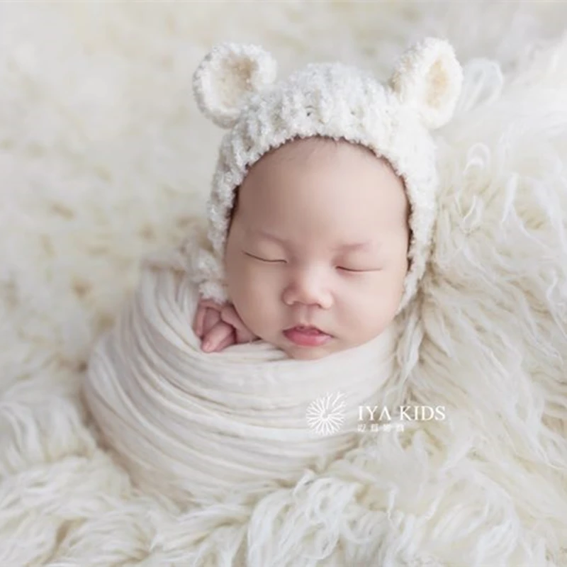 Teddy bear and hat set small handknit newborn new baby softie stuffie toy photo prop bonnet gender neutral - choose a color | Детская