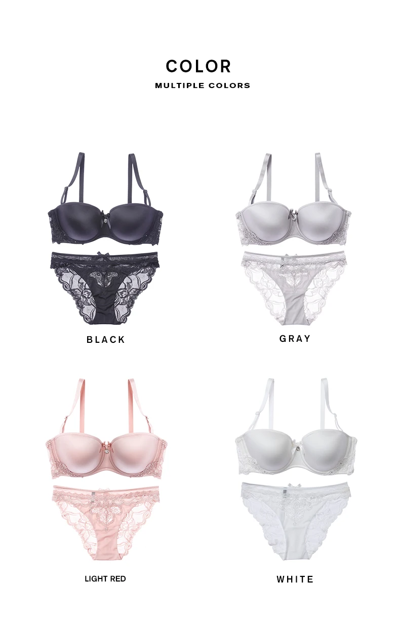 Lilymoda, гладкая футболка, бюстгальтер, кружево, вышивка, бюстгальтер, трусики, комплект нижнего белья для женщин, пуш-ап, половина чашки, сексуальное бесшовное нижнее белье, бюстгальтер