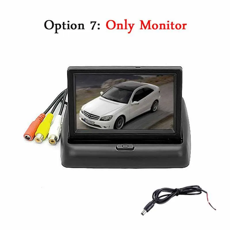 Option 7 Koorinwoo автомобильная система парковки Комплект 4," TFT lcd цветной складной монитор заднего вида+ CCD Водонепроницаемая камера заднего вида - Название цвета: Option 7
