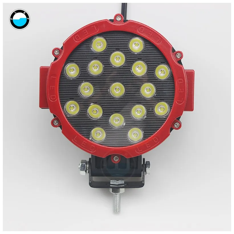 1 pcs Red 7-дюймовый светодиодный рабочий светильник 12 В/24 В высокой мощности для 4x4 внедорожный грузовик трактор ATV SUV Вождение " 51 Вт круглый светодиодный светильник - Цвет: 1 pcs Red