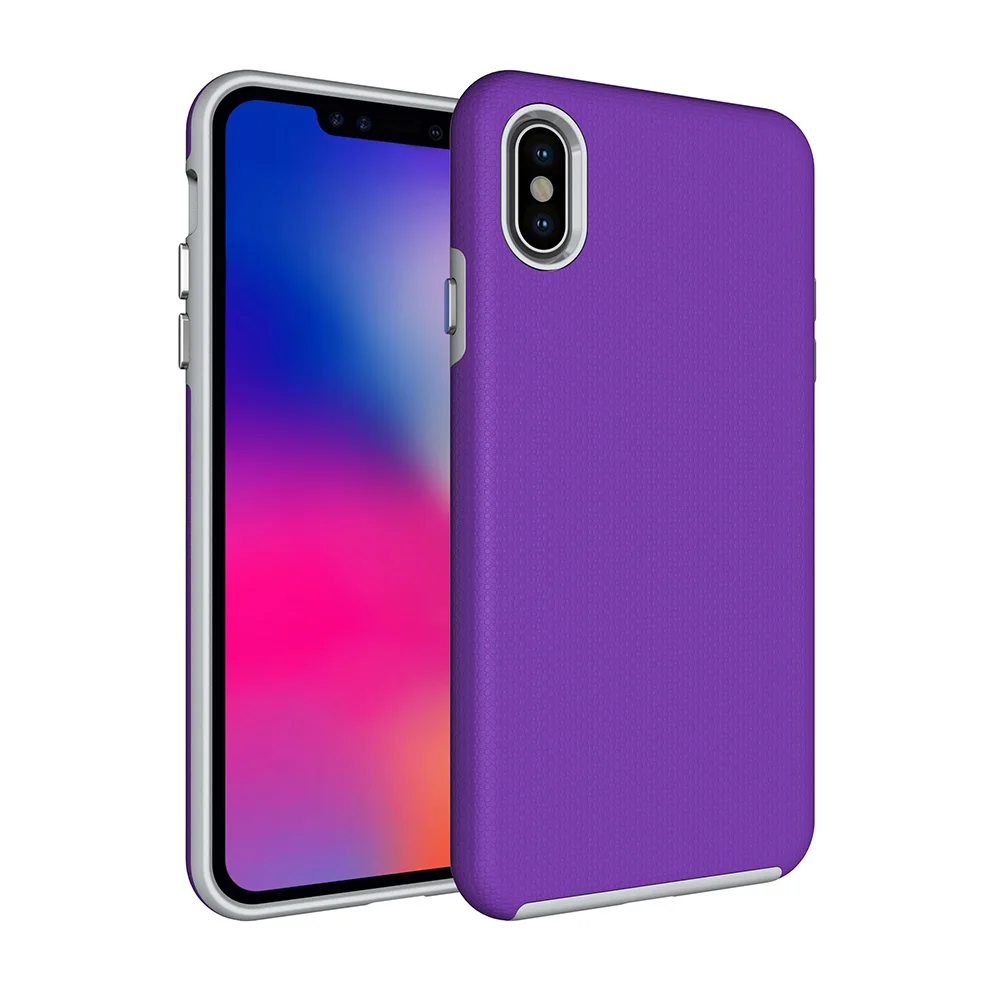 Purple Для iPhone 11 Pro Max X XS Чехол-Броня TPU+ PC двухслойный противоударный чехол для телефона XR 5S 6S 6 7 8 Plus прочный нескользящий чехол - Цвет: Purple