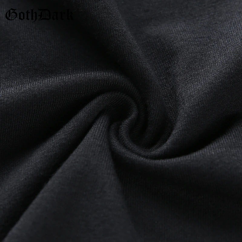 Женский короткий топик Goth Dark, черный короткий летний топ в готическом стиле с открытыми плечами, сексуальная майка с вырезом