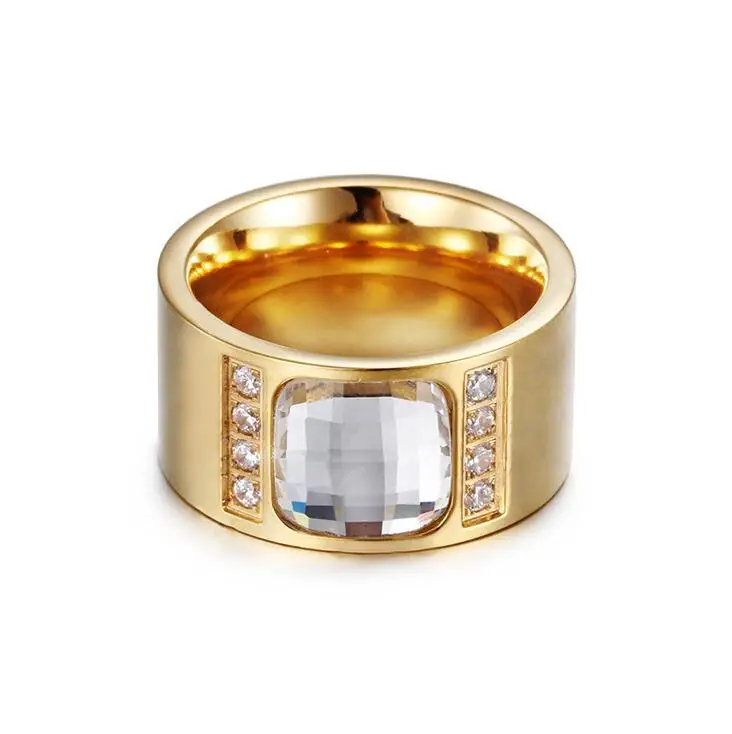 12 мм модное Золотое титановое кольцо из нержавеющей стали белого синего черного