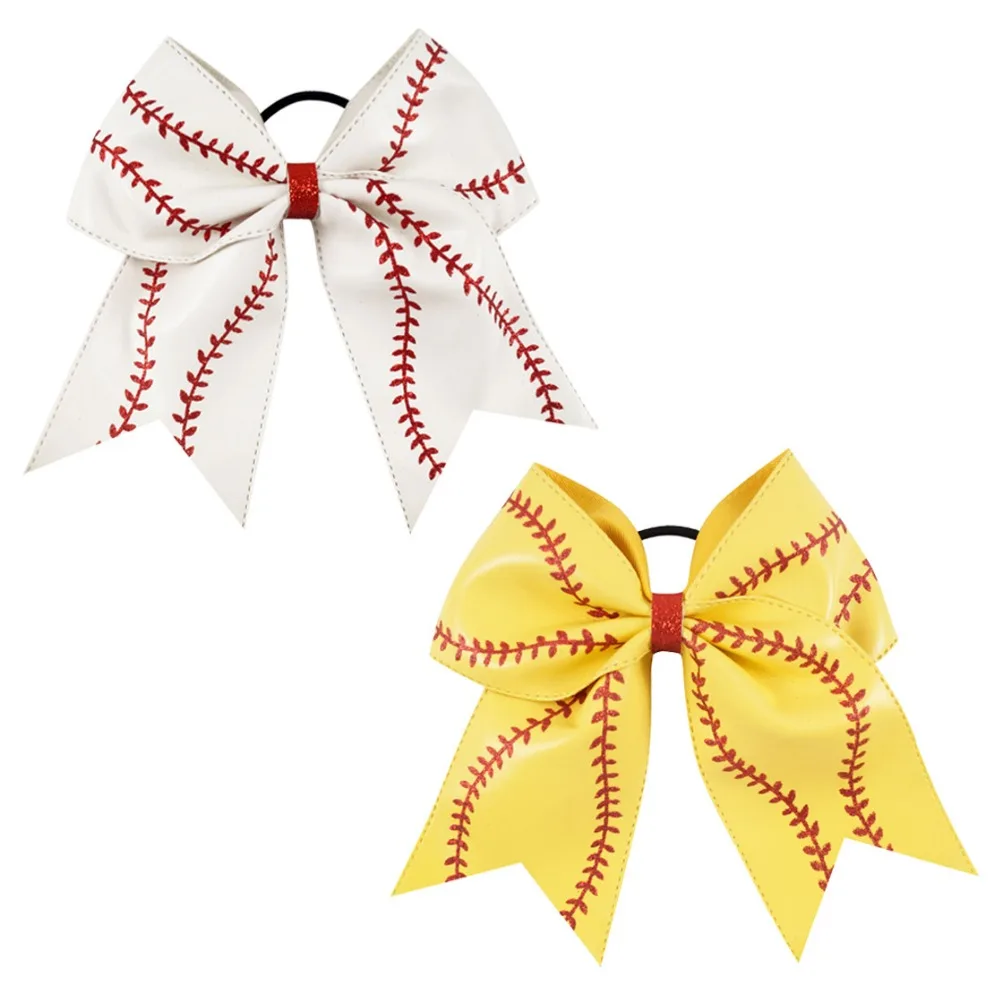 7 &quotКожаный бейсбольный бант для девочек аксессуар волос|cheer bows|bows for girlssoftball hair