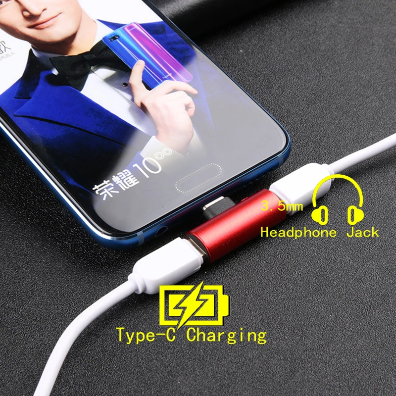 Dual Headphone 3.5mm Jack Type c 2 In 1 Audio Charger For Xiaomi Mi 8SE 9 Pro Huawei P20 Case USB C Cable |