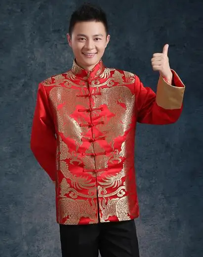 Традиционная китайская одежда мужской свадебный костюм невесты с вышивкой Тан