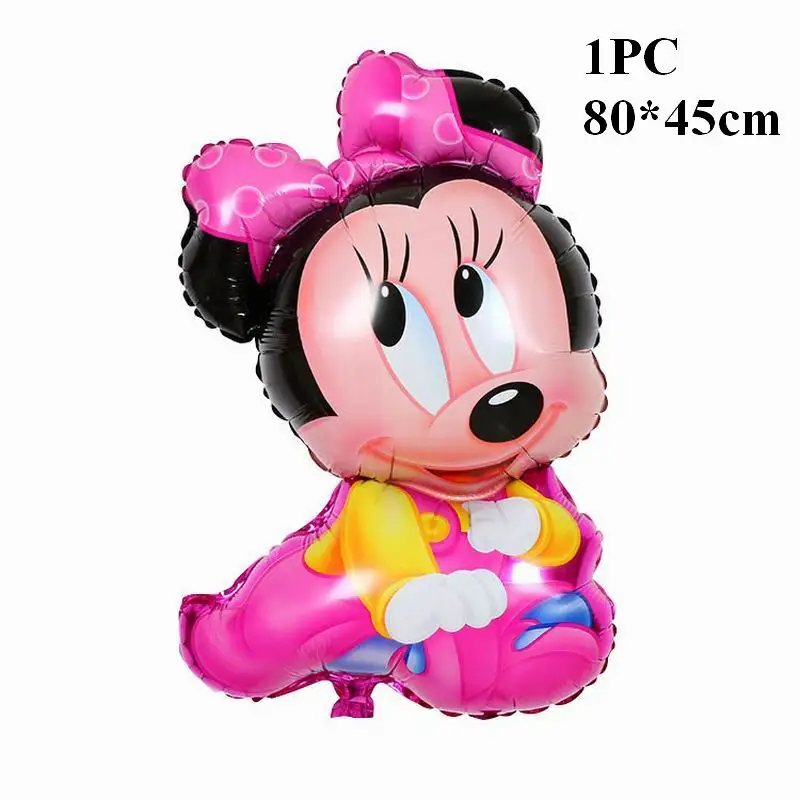 80cm minnie 10 шт. с днем рождения Микки Минни Маус фольгированные шары 10 дюймов Wwave точка латексные шары украшения для детской вечеринки Globos детская игрушка - Цвет: 80cm minnie