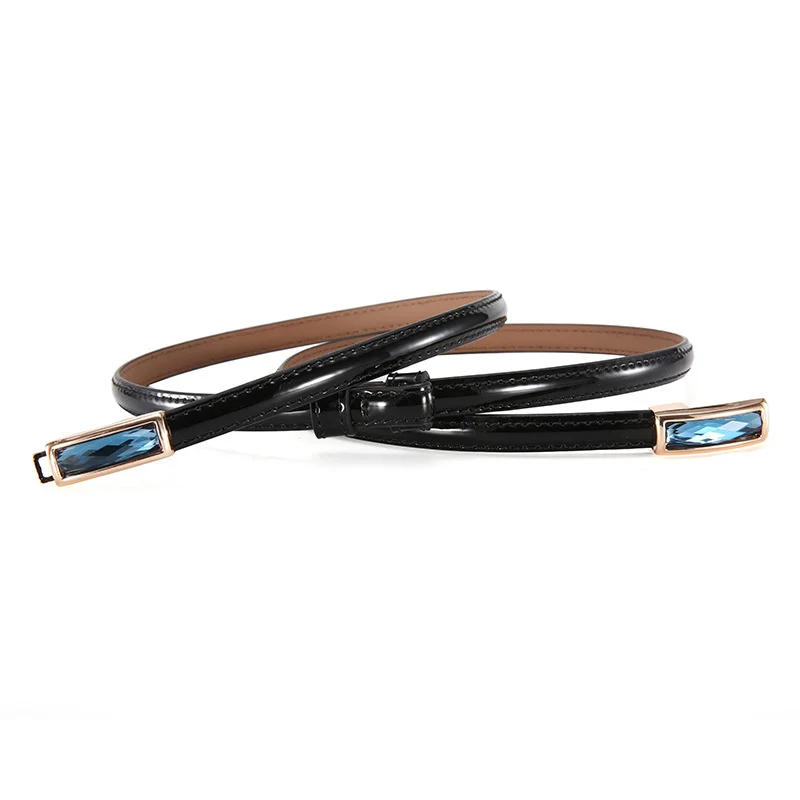 

Trendy Skinny Belt for Women Dress Blouse Cowhide Strap 2019 New Adjustable Genuine Leather Women Belt Designer Female Belt