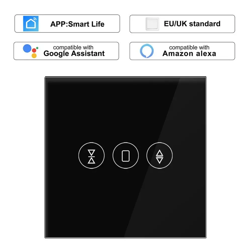 Черный Wi-Fi электрические жалюзи переключатель Сенсорное приложение Голосовое управление от Alexa Echo AC110 до 250 В для механический предел жалюзи мотор - Цвет: Черный