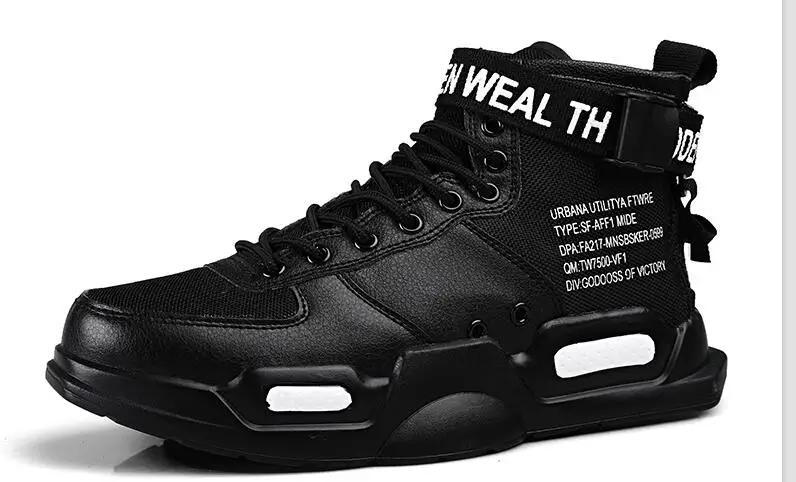 Черный Men Super Cool Running Star Sneakers Spring High Top Trend Man Shoes Women Brand Comfortable Breathable Waterproof Walking Shoes - Цвет: Черный