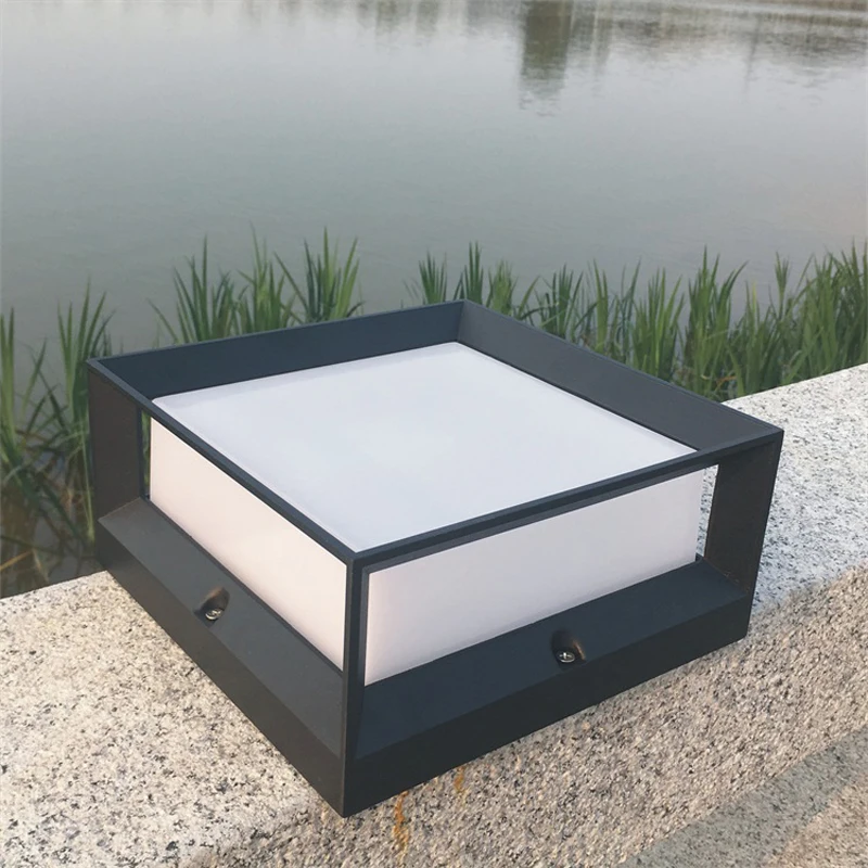 

2X modern ground lawn lamp LED road path way top wall post lamp light square decorative retaining outdoor above wall light lamp