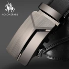 NO. ONEPAUL мужские деловые удлиненные ремни , Модные повседневные автоматические пряжки минималистичный дизайн кожаный ремень кофейные