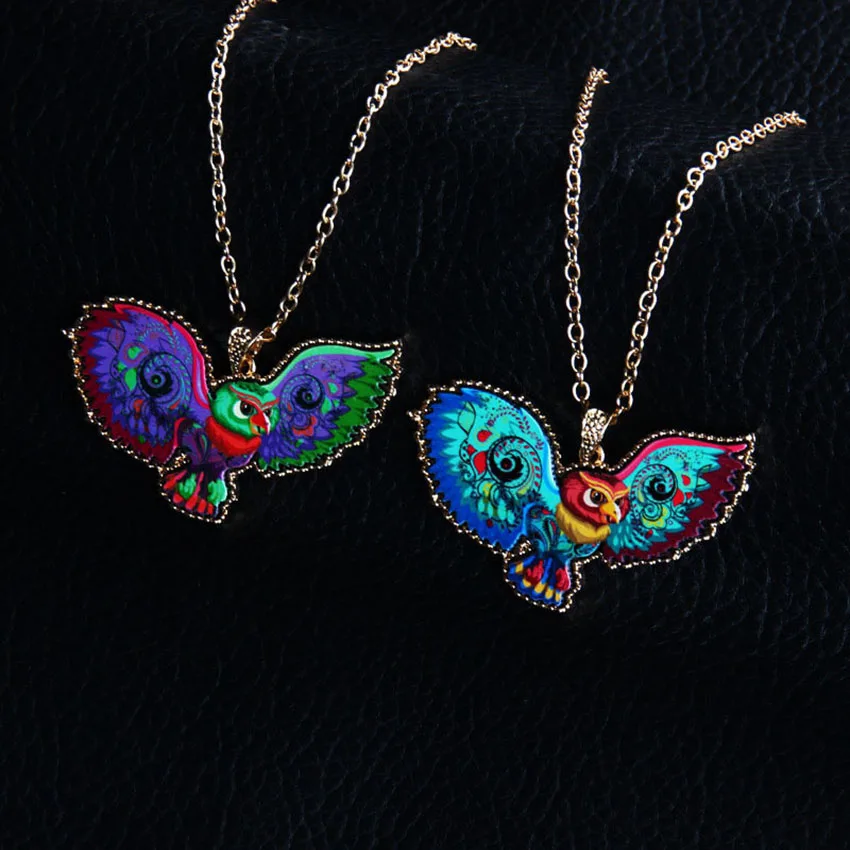 2017 new animal necklace 3 color optional painted acrylic alloy owl long pendant sweater chain | Украшения и аксессуары