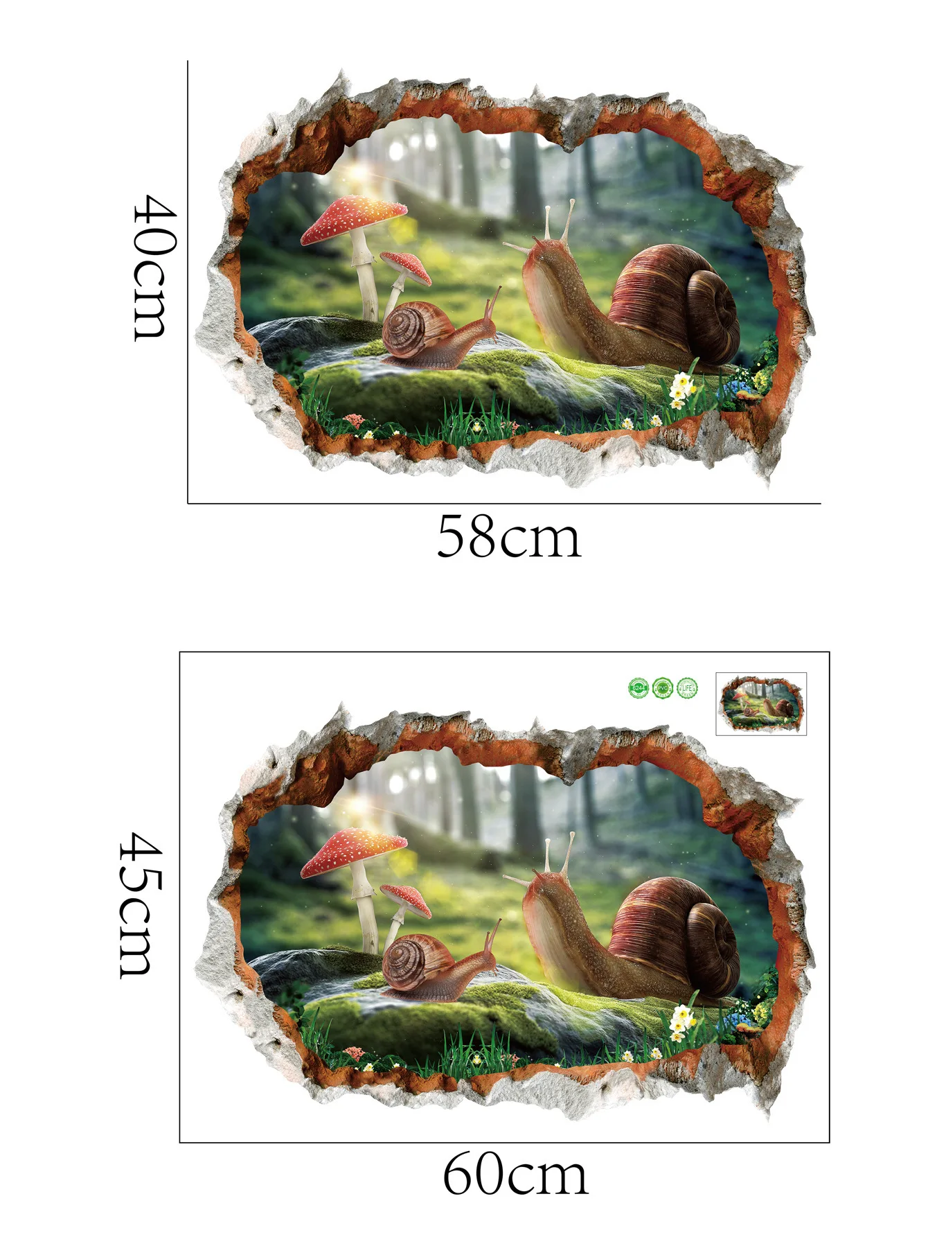 3D cartoon Animal snail creative decorative stickers PVC waterproof wall can be removed | Дом и сад