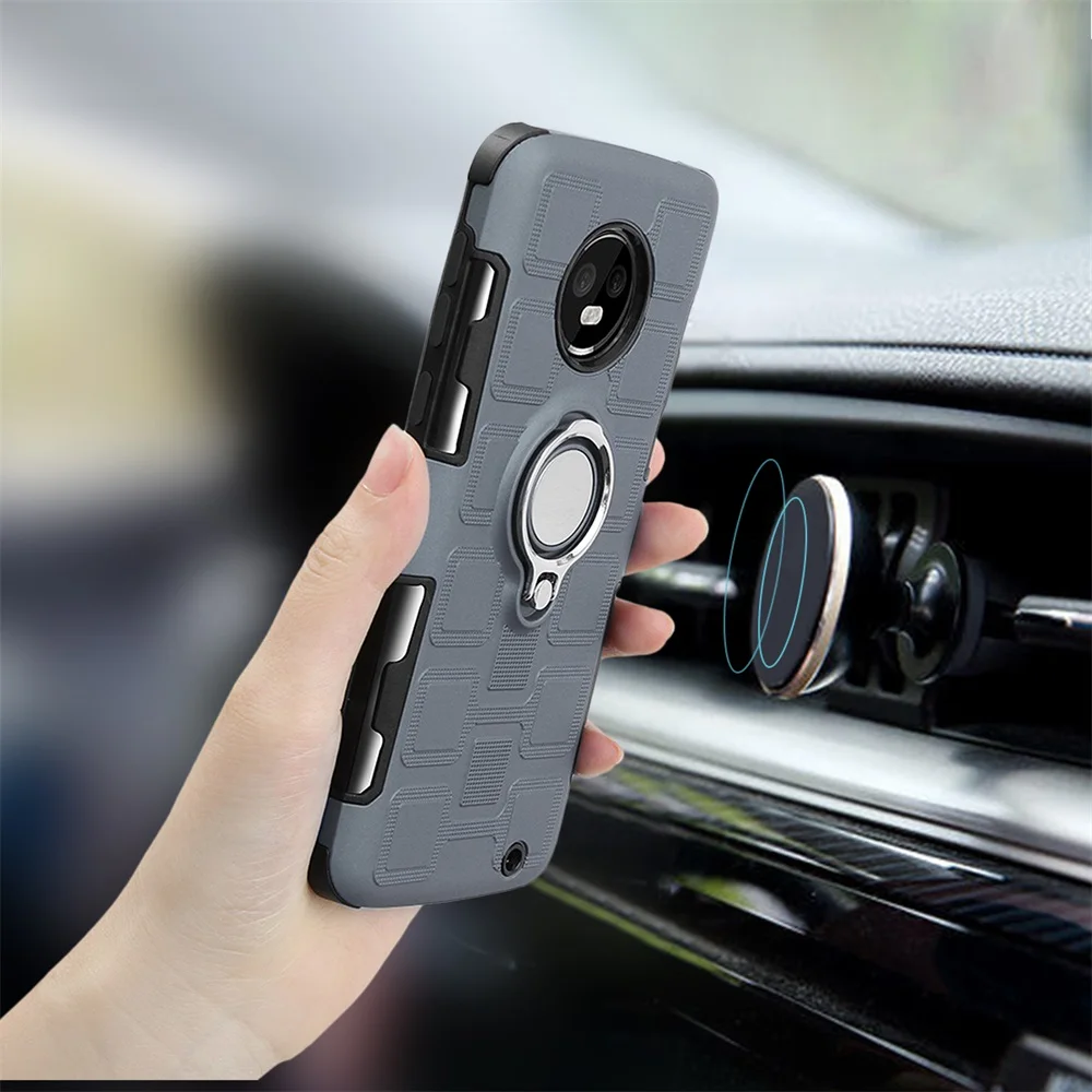 

NTSPACE Magnetic Finger Ring Holder Phone Cases for Motorola MOTO E5 Z3 G6 Play C E4 G4 G5 G6 Plus Armor Case Shockproof Cover