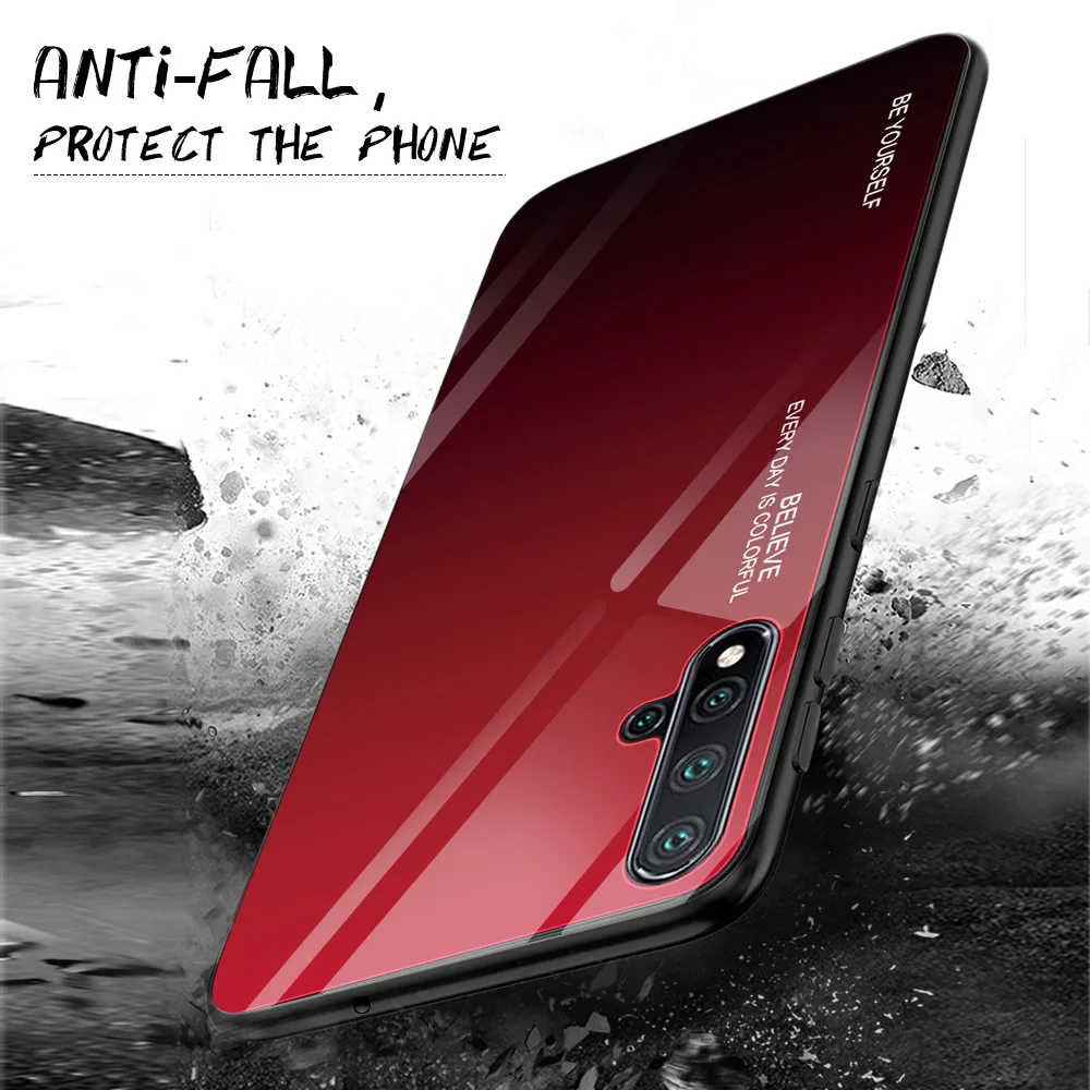 Gradient Tempered Glass Phone Case For Huawei Nova 5 5i 4E 3E 4 3 3i P20 Lite Y9 Y5 Y6 Y7 Prime Pro 2019 2018 Protective Cover | Мобильные