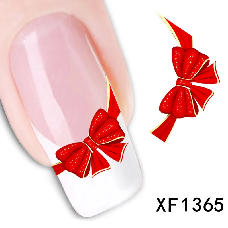 Mtssii 1 шт. красный лук Nail Книги по искусству Стикеры 3D воды Перевод надписи