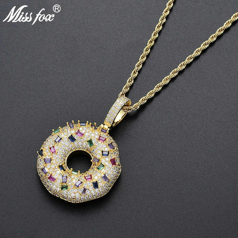 Мужская цепочка подвеска Missfox разноцветное ожерелье пончик в стиле хип хоп