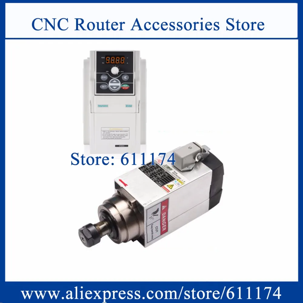 

GDZ93*82-1.5 Air cooled spindle motor 1.5kw ER20 18000RPM square shape For Wood + 1.5kw VFD Inverter