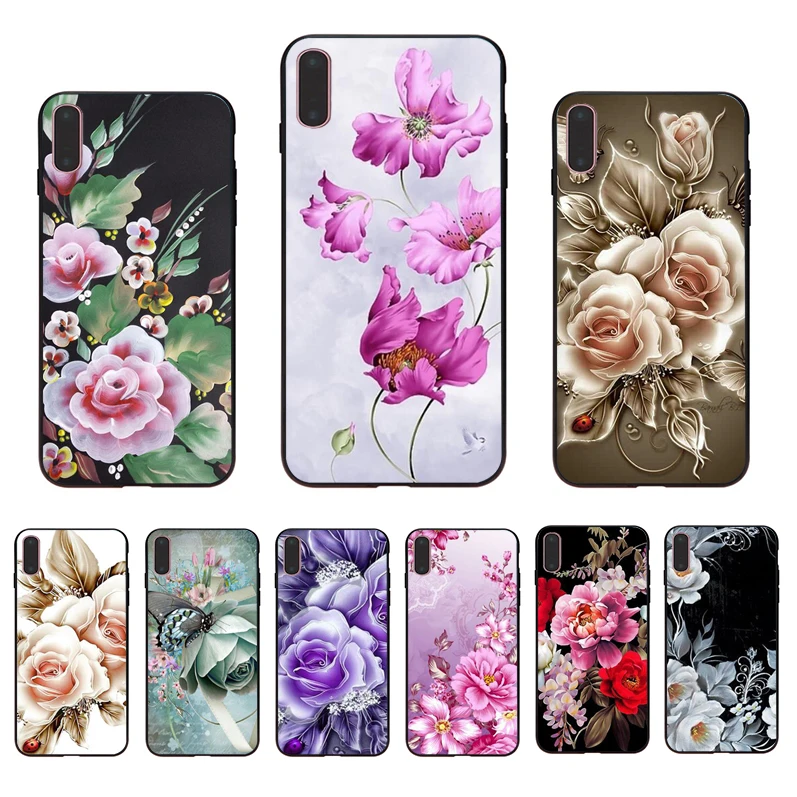 

IMIDO new style Fashion Noble flower patterned Soft phone case for iphone X Xs Xr Xsmax 6s/6/7/8plus 7 8 6 5 5/6S SE TPU shell