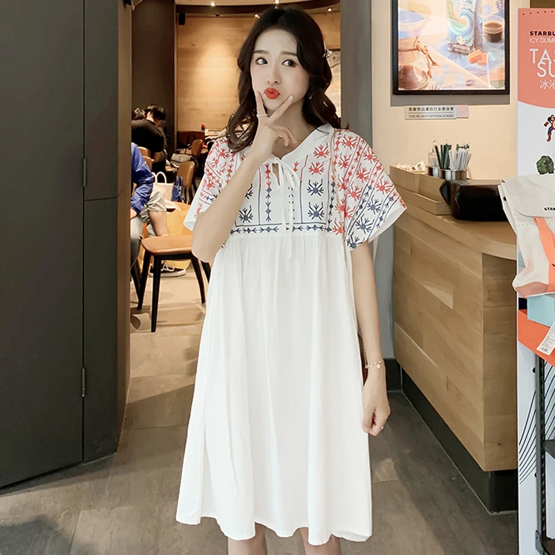 2019 Новое Брендовое летнее платье для беременных женское Повседневное с вышивкой