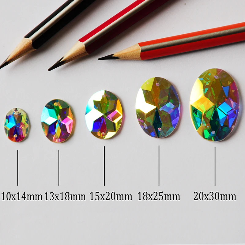 

6A Sew On Rhinestone 2052TH Oval AB 2 Holes Garment Rhinestones Sew on Strass Crystals for Clothing Jewelry Shoes Decoration