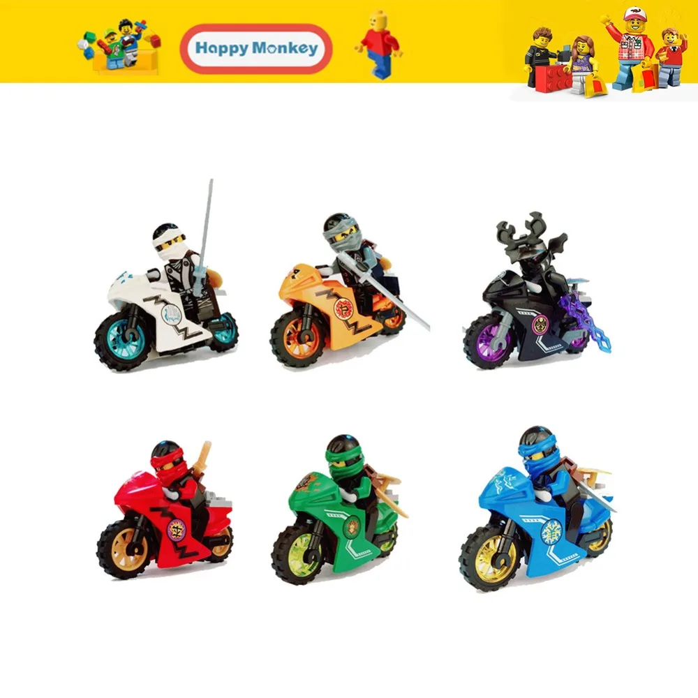 Ninjago серии с мотоциклом LegoINGly детей игрушечные лошадки мастер Ву Garmadon набор N-POP