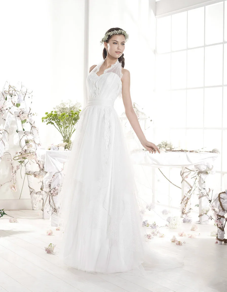 New Elegant noble A-Line Wedding Dress with Cross Lace Back vestido de noiva Free Shipping | Свадьбы и торжества