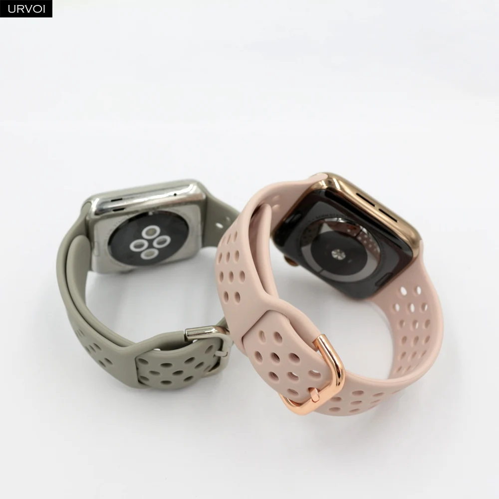 Ремешок URVOI для apple watch 7 6 SE 5 4 3 2 спортивный браслет iwatch 41 45 мм резиновый с