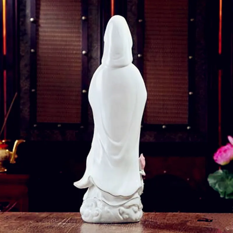 Белая фарфоровая статуэтка Guanyin Будда Авалокитешвара 35 см Керамическая