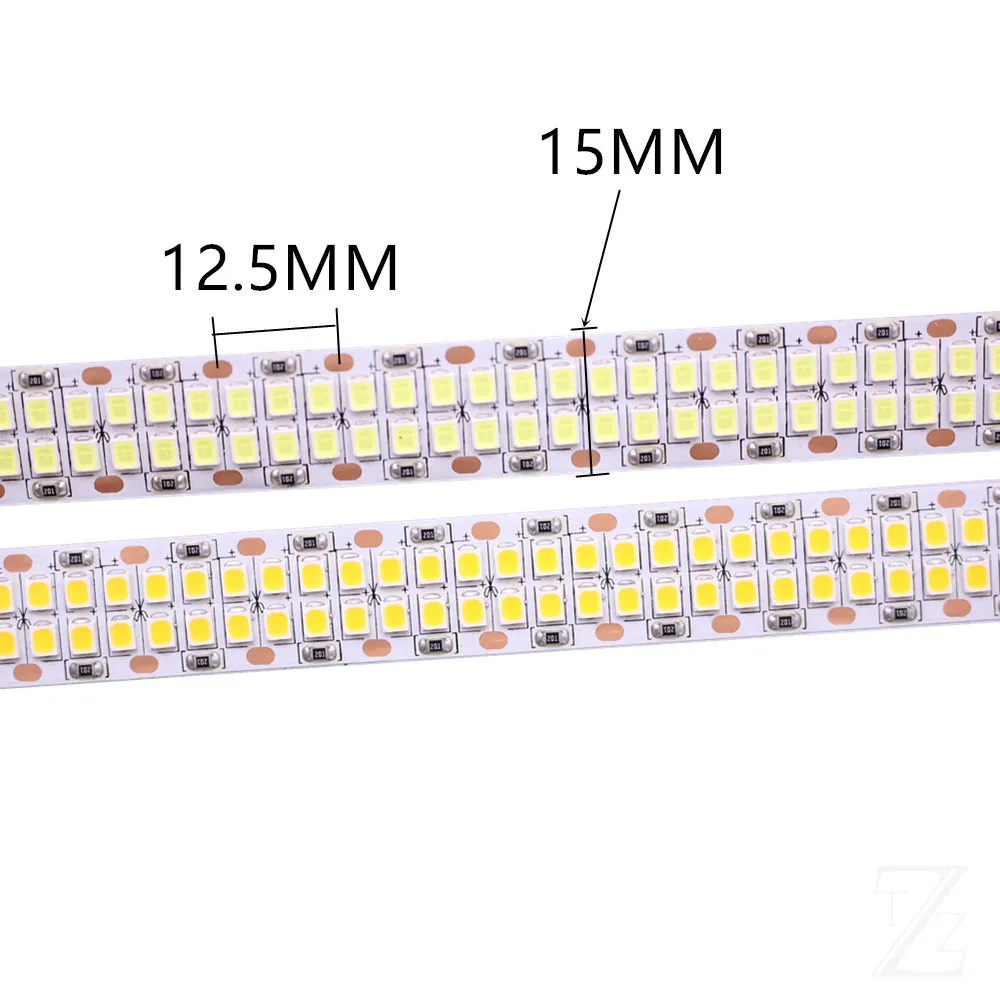 1/2/3/4/5 м 240 светодиодный s/M, 480 светодиодный s/m 12V 24V 2835 Светодиодные ленты лента светильник с двойным рядом камней IP20 белый/теплый белый 1200 светодиодный/5 M 2400 светодиодный s/5 m