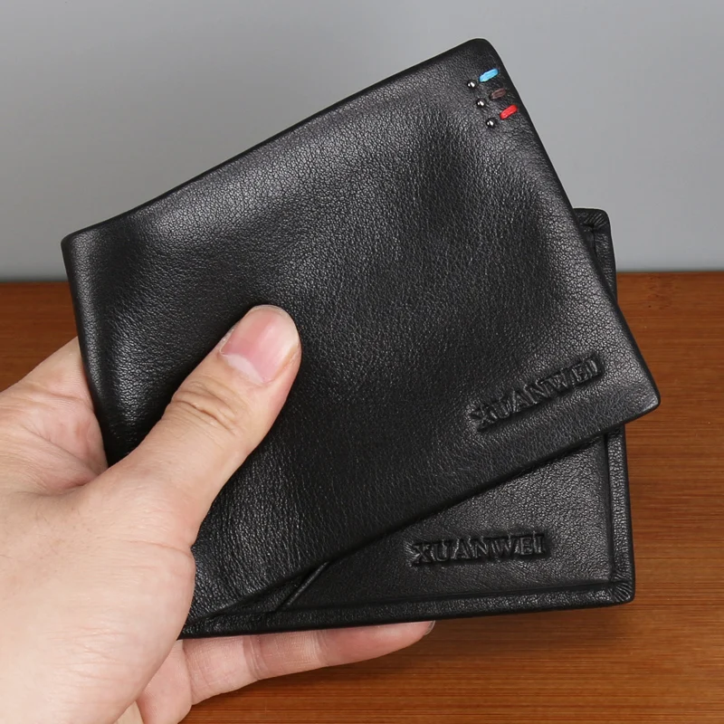 Fashion Men Wallet Soft Black Cow Hide Genuine Leather Male Wallets Purse with Money Pocket &amp Photo Holder Card Holder(XW5505) | Багаж и
