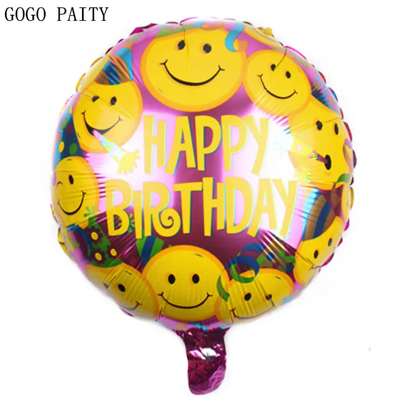 GOGO PAITY Новый 18 дюймовый Круглый смайлик с днем рождения алюминиевый шар украшение