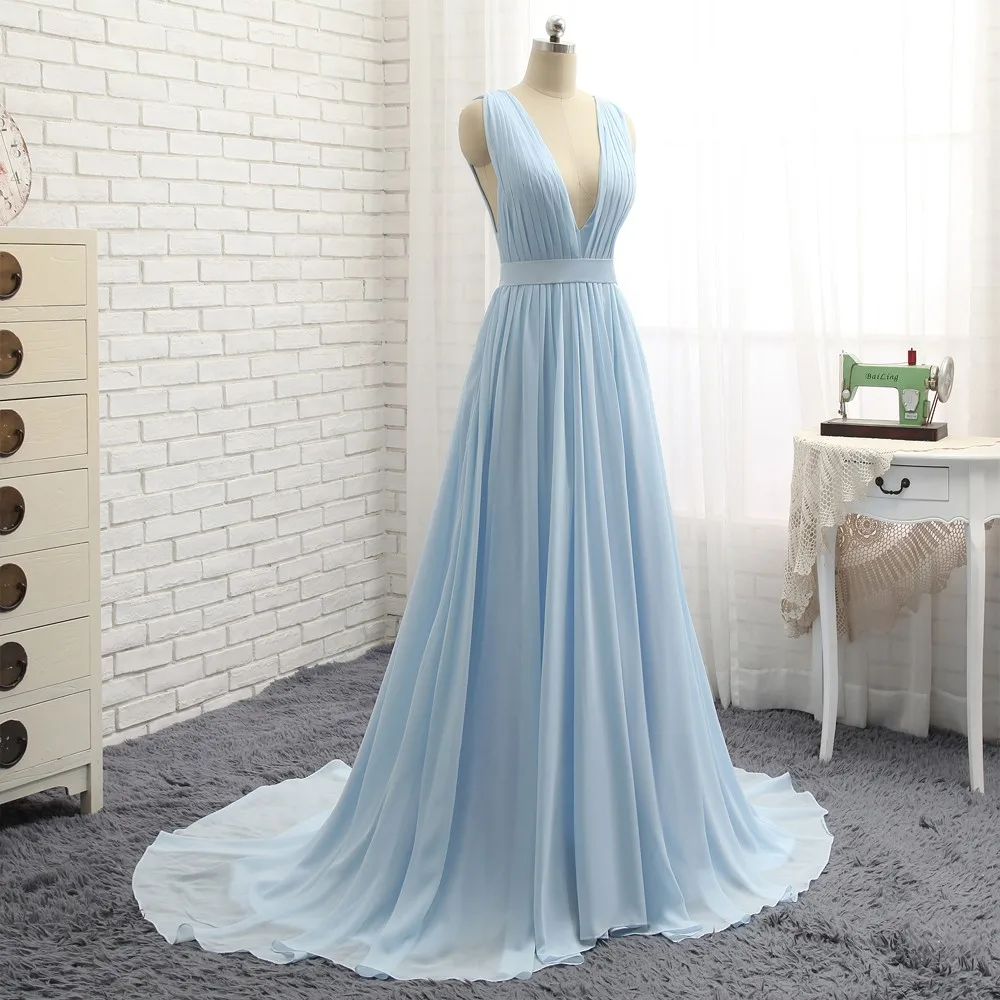 Шифоновое платье с v образным вырезом открытой спиной и шлейфом|red carpet dresses|formal