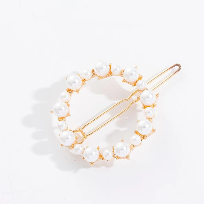 XIYANIKE Women Fashion Hair Accessories Geometric Zinc Alloy Pearl Hairpin Lady Simple Clip Triangle Square Minimalist | Украшения и