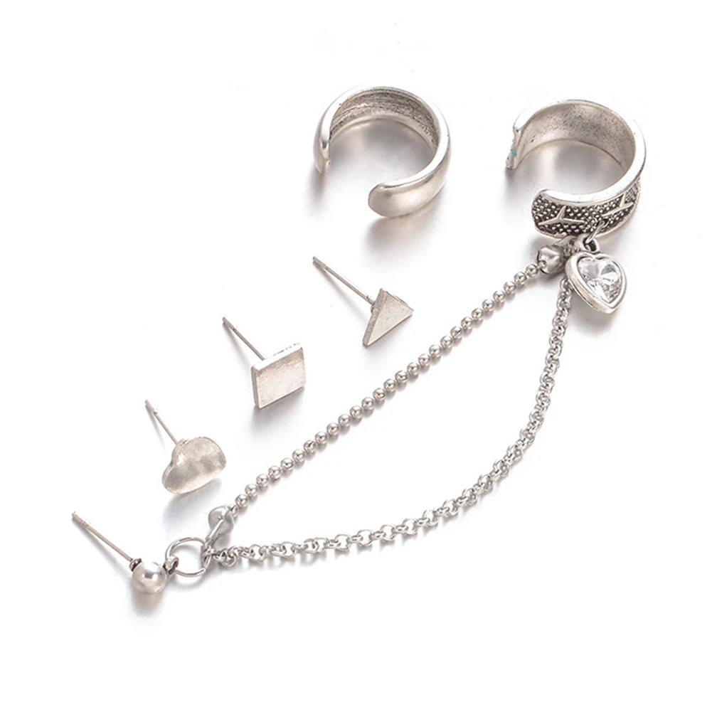 5 шт./компл. крутые серьги клипсы в стиле панк цепочка для ушей геометрические