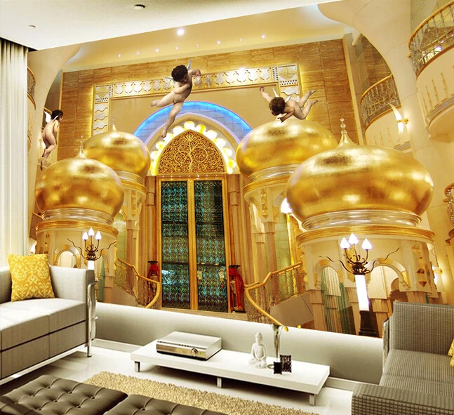

Custom Papel de parede 3D, noble palace angels for living room bedroom TV background wall waterproof PVC papel de parede