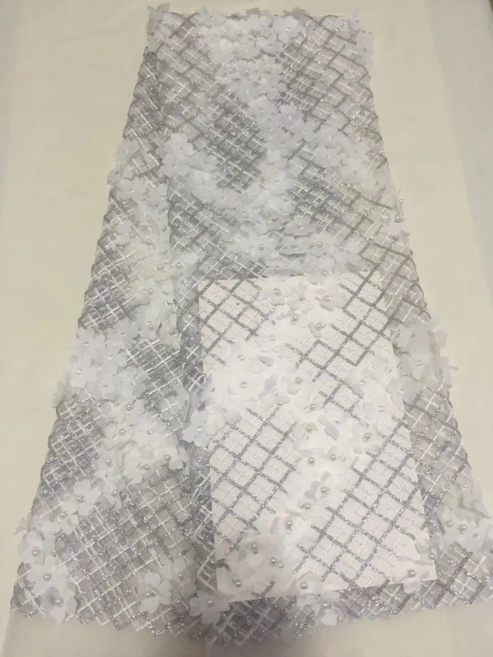 3d flower lace with beads african tissu dentelle french net embroidered tulle 2018 latest hot sale5yard/lotCD-71 |