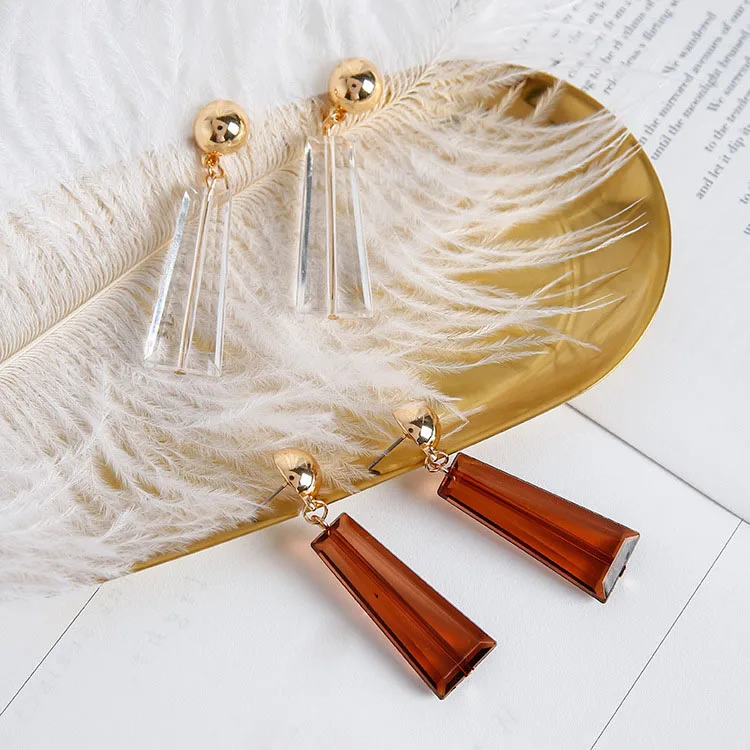 Женские серьги-гвоздики в Корейском стиле винтажные прозрачные акриловые с