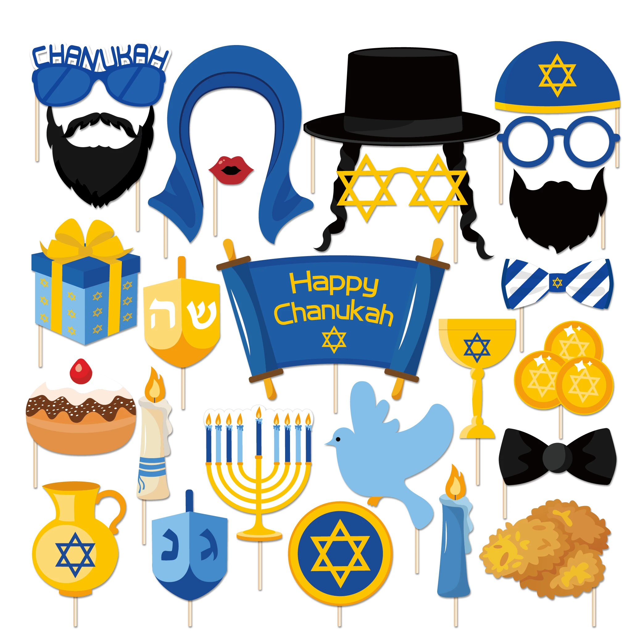 25 шт. счастливый Hanukkah DIY реквизит для фотосессии Декорации вечеринок тематика